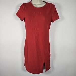 Shein Dress Red Size 6 Medium Bodycon With Front Slit New Without Tags